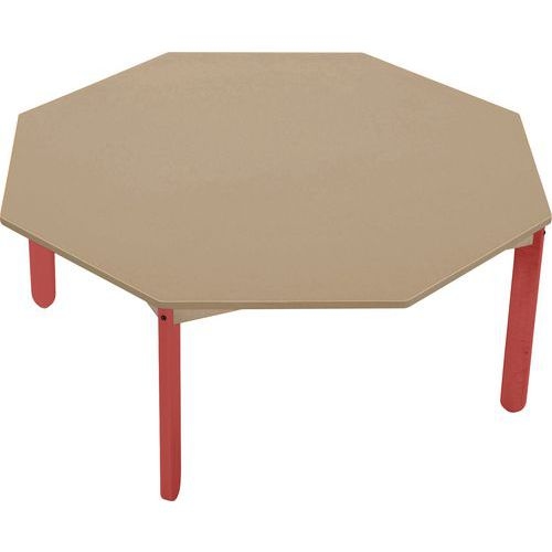 Table Lili octogonale, plateau hêtre, piétement bois couleur - Image principale