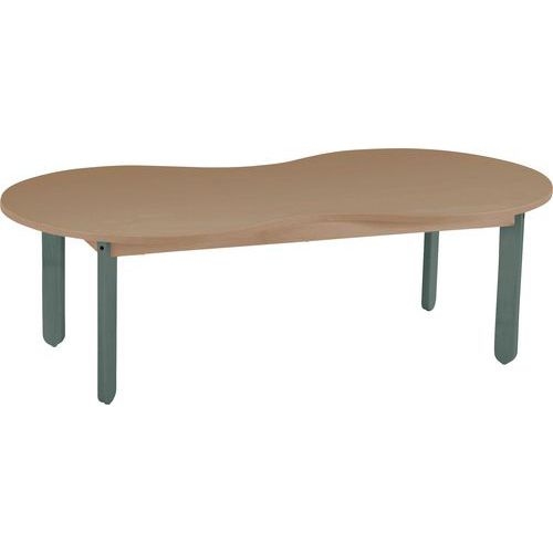 Table Lili cacahuète, plateau hêtre, piétement bois couleur - Image principale