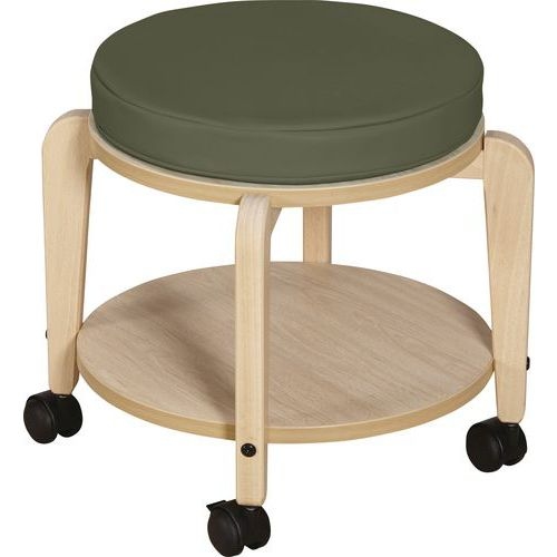 Tabouret adulte Lili T3 assise bois/coussin kaki - Image principale