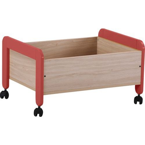 Bac à jouets sur roulettes Lili piètement corail - Image principale