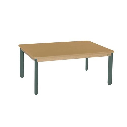 Table Lili rectangulaire, plateau hêtre, piétement bois couleur - Image principale