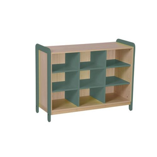 Meuble colonnes + niches Lili 3 col/9cases Ht 98 cm kaki - Image principale