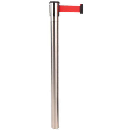 Poteau chromé à sangle 2 m - sangle rouge - Image 2