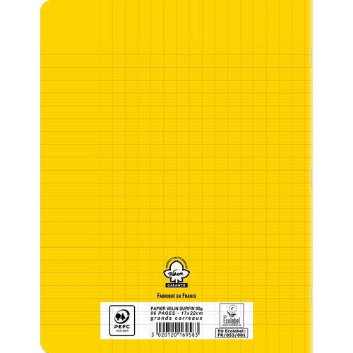 Cahier polypropylène 90g 96 pages seyes 17x22 cm  - jaune - Image 2