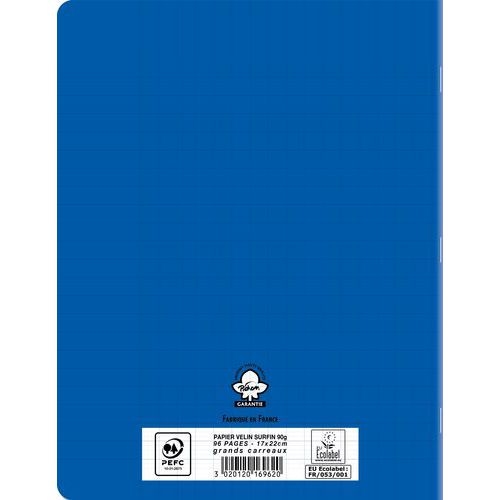 Cahier polypropylène 90g 96 pages seyes 17x22 cm   - bleu - Image 3