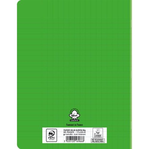 Cahier polypropylène 90g 96 pages seyes 17x22 cm  -  vert - Image 4