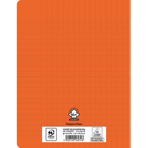 Cahier polypropylène 90g 96 pages seyes 17x22 cm - orange - Image 3