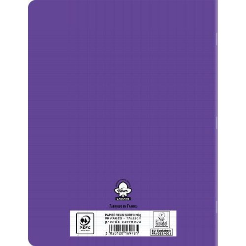Cahier polypropylène 90g 96 pages seyes 17x22 cm - violet - Image 2