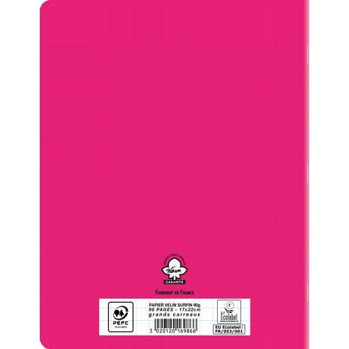Cahier polypropylène 90g 96 pages seyes 17x22 cm - rose - Image 3