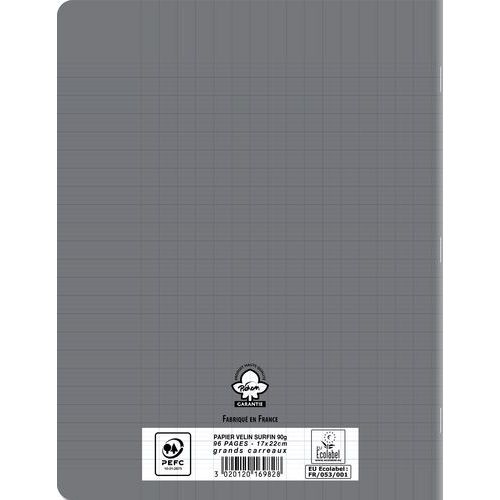 Cahier polypropylène 90g 96 pages seyes 17x22 cm - gris - Image 4