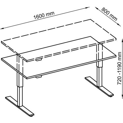 Bureau droit hauteur réglable électrique Evol 160x80 cm Plateau Hêtre - Image 5