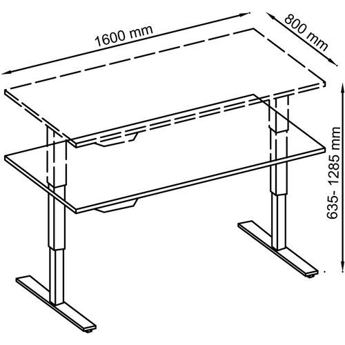 Bureau électrique mémoire 160 x 80 cm Hêtre - Image 3