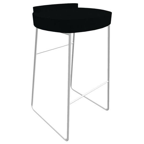 Tabouret POLO assise Anthacite pied Blanc - Image principale
