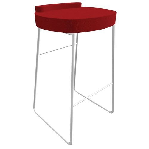 Tabouret POLO assise Groseille pied Blanc - Image principale