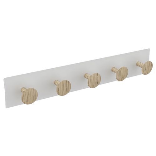 Patère murale ALFONSE Blanc 5 têtes Frêne - Image principale