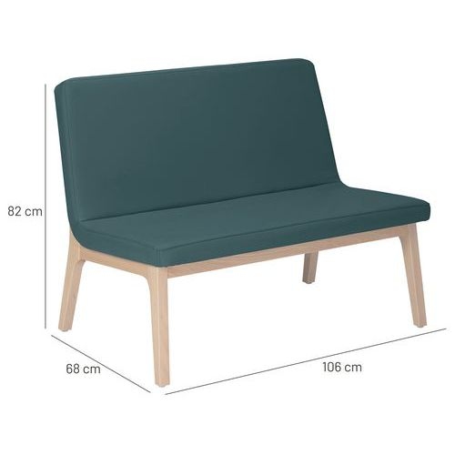 Banquette Zélos 2 places sans surpiqûre hêtre Origan - Image 2