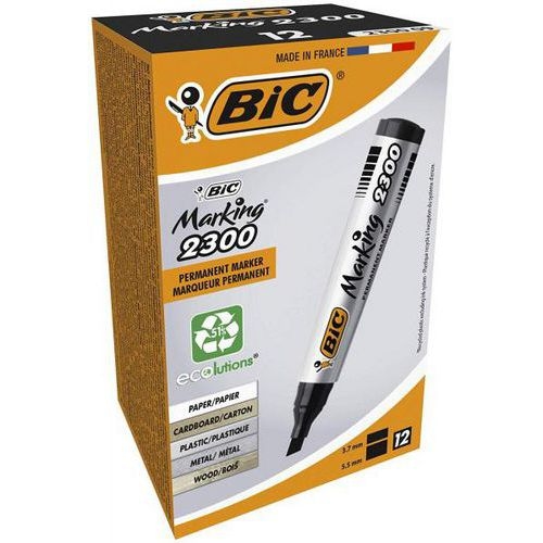 Marqueur permanent bic pointe biseautée - noir - Image principale