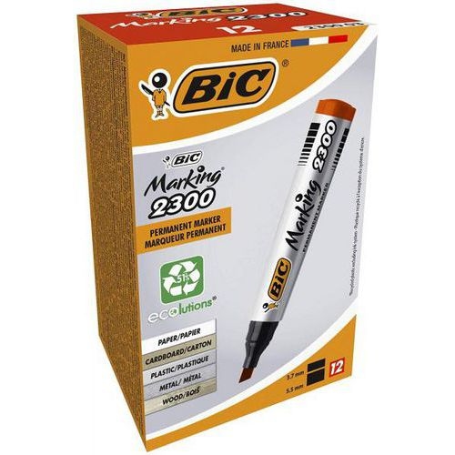 Marqueur permanent bic pointe biseautée - rouge - Image principale