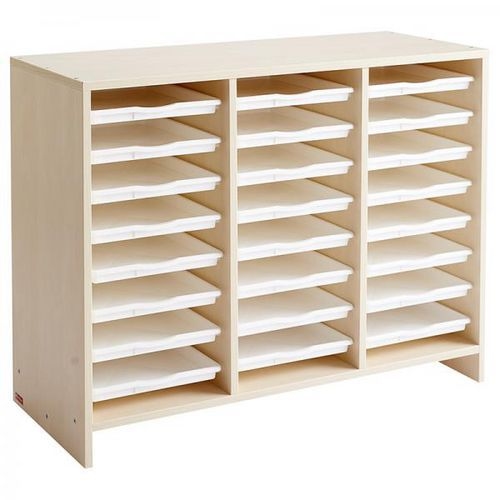 Meuble bas 24 plateaux blancs - Teinte Bouleau - Image principale