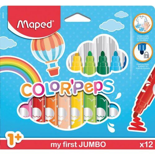 Pochette de 12 feutres Maxi School peps pointe 5.9 mm couleurs assorties - Image principale