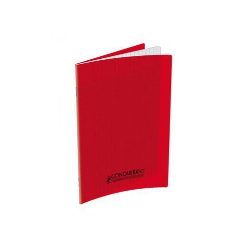 CONQUERANT Cahier Classique 17x22cm Grands Carreaux Seyès 140 Pages Agrafées Couverture Polypro Rouge - Image principale