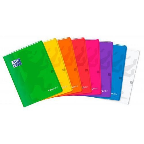 OXFORD Cahier EasyBook 24x32cm Petits Carreaux 5mm Margés 96 Pages Agrafées Couverture Polypro Coloris Assorti - Image principale