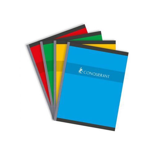 CONQUERANT Cahier 17x22cm Petits Carreaux 5mm 192 Pages Brochées Couverture Carte Coloris Assortis - Image principale
