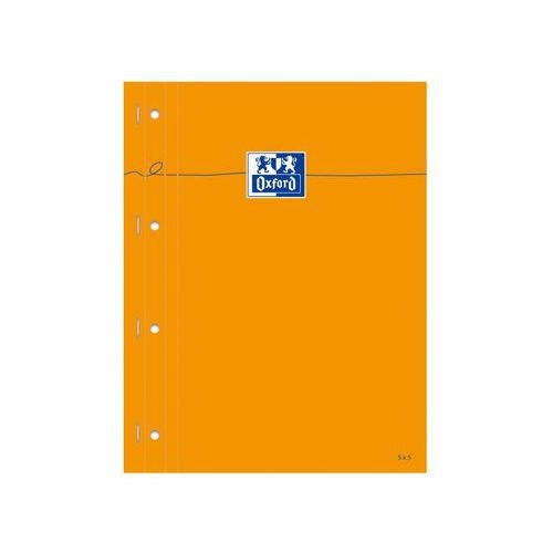 OXFORD Bloc-Notes Perforé Orange A4+ Petits Carreaux 5mm Margés 80 Feuilles Agrafées Côté Couverture Carte End - Image principale
