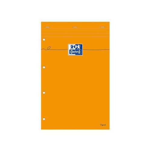 OXFORD Bloc-Notes Perforé Orange A4+ Ligné 8mm Jaune et Margé 80 Feuilles Agrafées Couverture Carte Enduite Or - Image principale