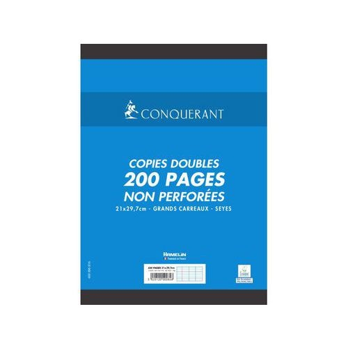 CONQUERANT Copies Doubles Non Perforées A4 Grands Carreaux Seyès 200 Pages Sous Film Blanches - Image principale