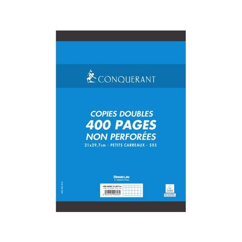 CONQUERANT Copies Doubles Non Perforées A4 Petits Carreaux 5X5 400 Pages Sous Film Blanches - Image principale