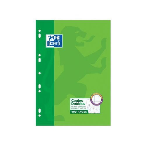 OXFORD Copies Doubles A4 Grands carreaux Seyès 400 Pages Etui Carte Vert - Image principale