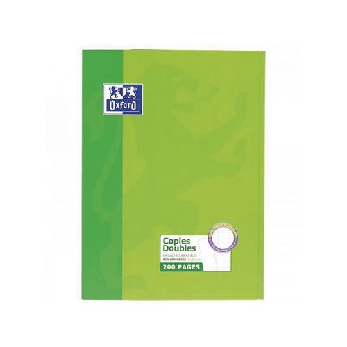 OXFORD Copies Doubles Non Perforées A4 Grands carreaux Seyès 200 Pages Etui Carte Vert - Image principale
