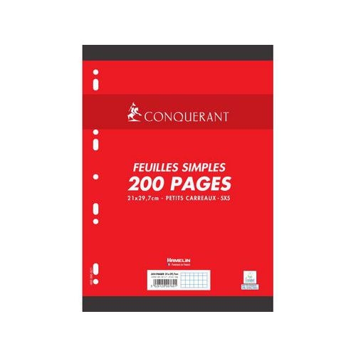 CONQUERANT Feuilles Simples A4 Petits Carreaux 5mm 200 Pages Sous Film Blanches - Image principale