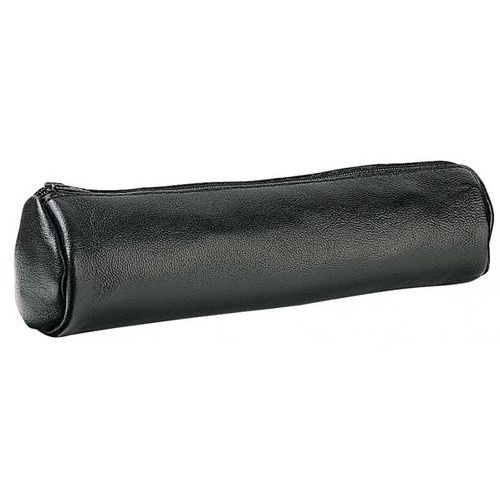 Elba Fourre-Tout Rond 6x21cm à Fermeture Eclair Cuir Ebène Noir - Image principale