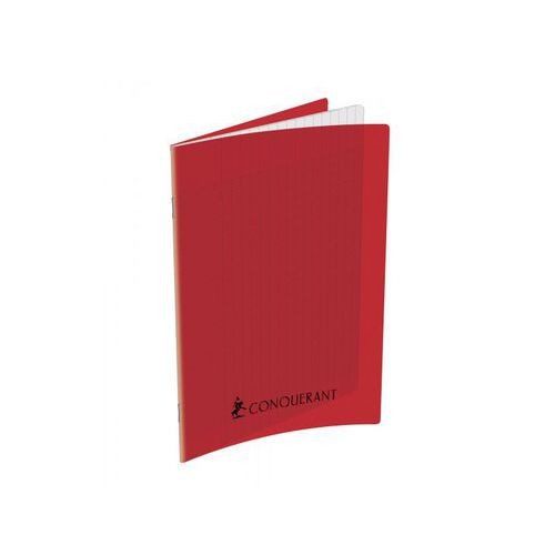 CONQUERANT Cahier Classique 17x22cm Grands Carreaux Seyès 192 Pages Agrafées Couverture Polypro Rouge - Image principale