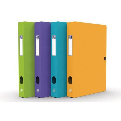 Boîte Capacité Standard Memphis 24x32cm Dos 40mm avec Bouton Pression Couverture Polypro Coloris Assortis - Image principale