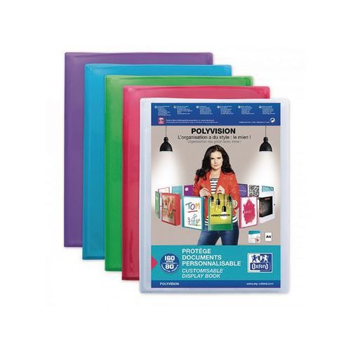 OXFORD Protège-Documents Polyvision A4 160 vues / 80 pochettes Couverture Polypro Translucide Coloris Assortis - Image principale