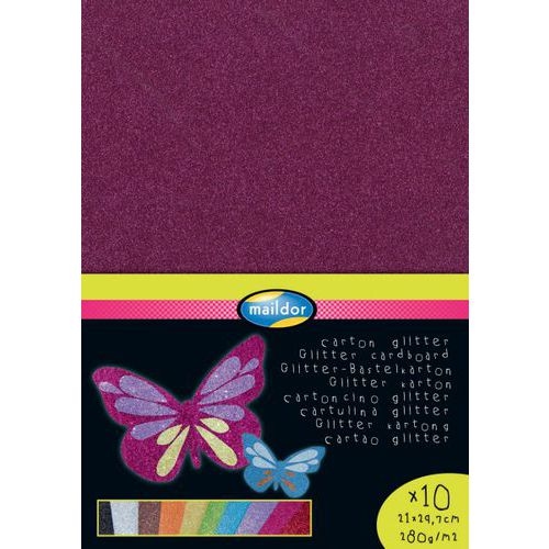 Pochette 10 feuilles carton pailleté 21x29.7 cm 280g - Image 2