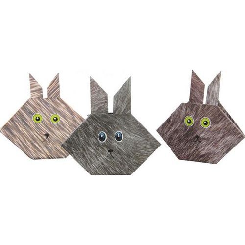 Pochette 60 feuilles papier 70 g origami 20x20 cm thème zoo + planche stickers yeux - Image 2