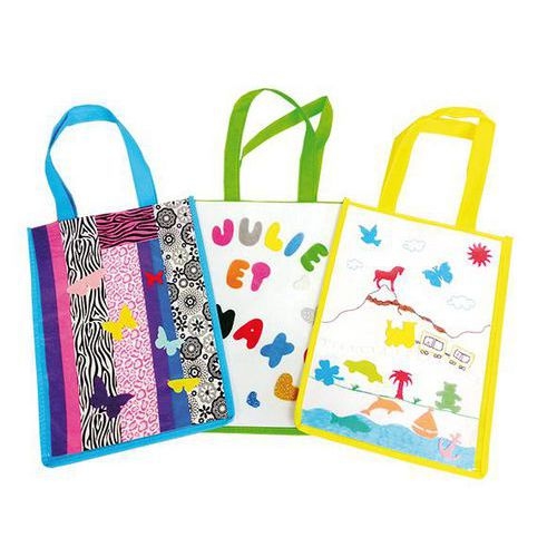 Lot 6 sacs shopping coton en couleurs assorties 30x23 cm - Image 2