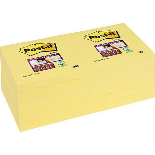 Bloc 90 feuilles 47.6x47.6 mm jaune Super Sticky (Lot de 12) - Image 2