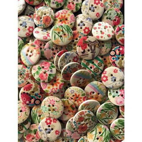 Sachet 150 boutons bois assortis ' fleurs ' - Image 2