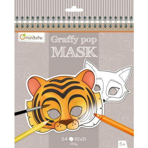 Bloc de 24 masques à colorier, thème les animaux - Image 3