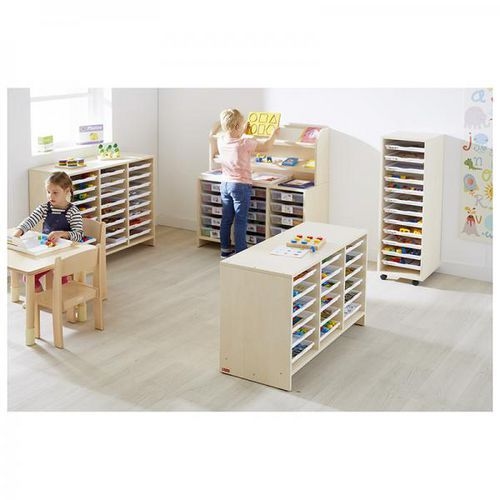 Meuble bas 24 plateaux blancs - Teinte Bouleau - Image 2