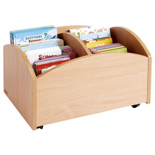 Bac à livres 2 cases bas à roulettes - Teinte hêtre - Image 2