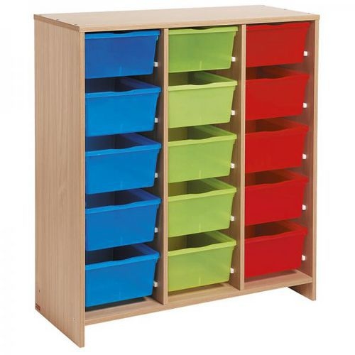Meuble haut 15 bacs multicolores hêtre MobiNathan - Image 2