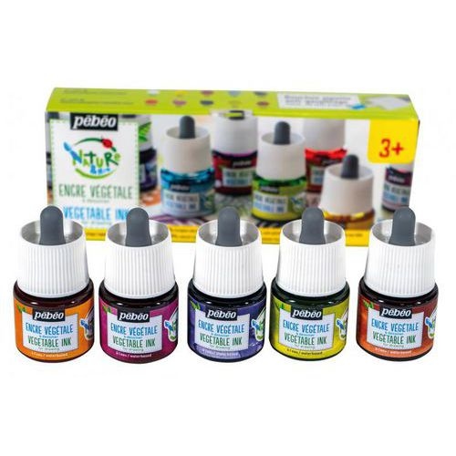 Set 5 flacons encre à dessiner végétale avec pipette 45 ml - Image 3