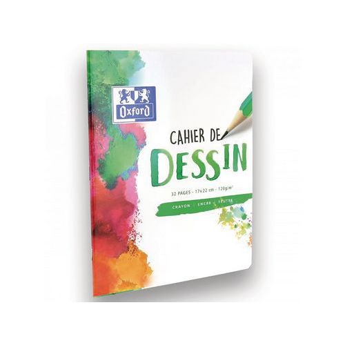 OXFORD Cahier Dessin 17x22cm Réglure Unie Blanche 32 Pages Agrafées Couverture Carte Colorée - Image 2