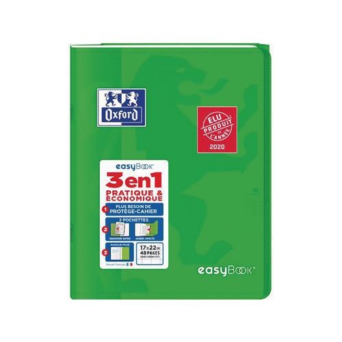 OXFORD Cahier EasyBook 17x22cm Grands Carreaux Seyès 48 Pages Agrafées Couverture Polypro Coloris Assortis - Image 3